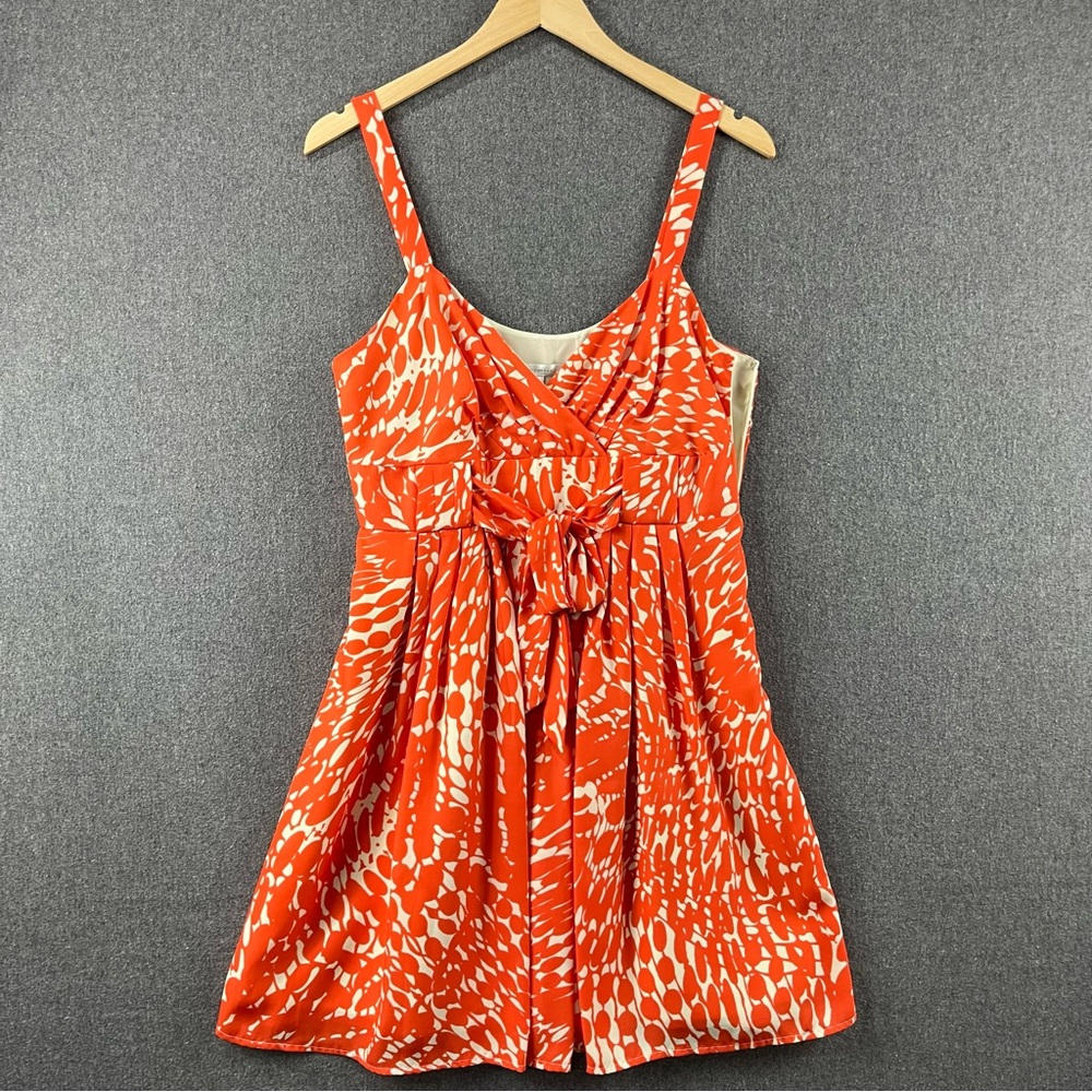 LC Lauren Conrad Dress Size 12 Sleeveless Fit Flare Tie Front Ribbon Fully Lined